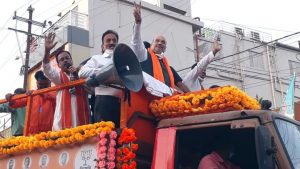 केंद्रीय गृह मंत्री अमित शहा यांच्या सोबत प्रचारात सहभागी आ. गिरीश महाजन