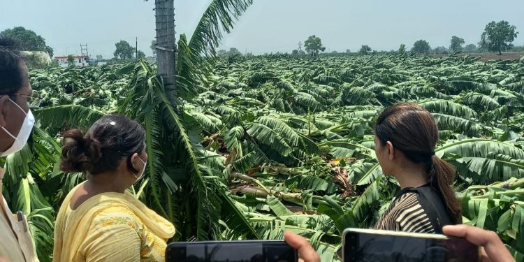 ऐनपूर ,खिर्डी,परिसरातील गावांमध्ये वादळी पावसामुळे नुकसान झालेल्या भागाची अधिकाऱ्यांसह खासदार रक्षा खडसे यांनी केली पाहणी