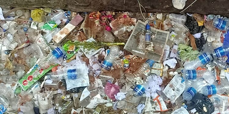 पाचोरा नगर परिषद परिसरात दारुच्या बाटल्यांचा खच