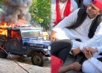 यूपीत हिंसाचार भडकला ; अखिलेश पोलिसांच्या ताब्यात