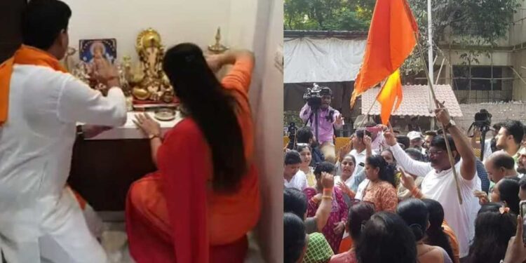 राणा दाम्पत्याची घरातच प्रार्थना! घराबाहेर शिवसैनिक आक्रमक