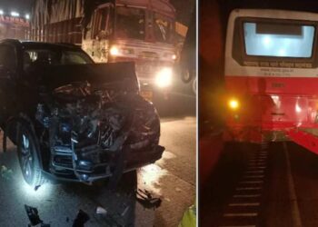 राष्ट्रवादी आमदाराच्या गाडीला अपघात, बस व कारमध्ये धडक