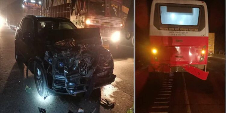 राष्ट्रवादी आमदाराच्या गाडीला अपघात, बस व कारमध्ये धडक