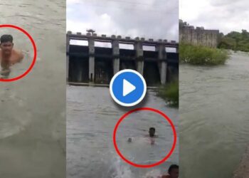 अंगावर काटा आणणारी घटना ; तरुणाचा पाण्यात वाहून जातानाचा Video व्हायरल