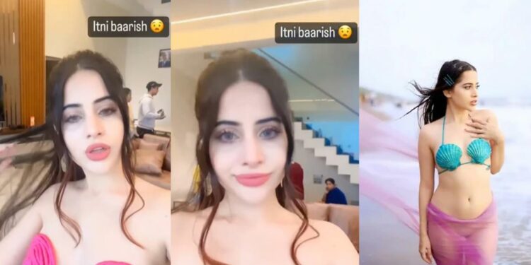 उर्फी जावेदचा आणखी एक बोल्ड लूक ; बिकिनी ऐवजी गुलाबी कॉइल केला परिधान