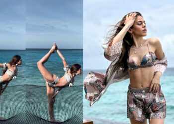 बीचवर बिकिनी घालून या अभिनेत्रीने केला योगा, व्हिडिओ पाहून तुमचेही उडतील हौश