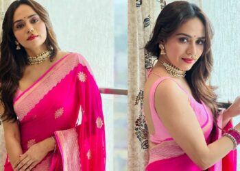 अमृता खानविलकरचे गुलाबी रंगाच्या साडीतील फोटोशूट ; पहा हे फोटो