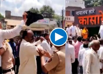 Video : पन्नास खोके मंत्री ok.. धुळ्यात मंत्री दादा भुसेंसमोरच शेतकऱ्यांच्या घोषणा