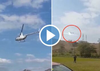 हेलीकॉप्टर अचानक विजेच्या तारेत अडकला अन्.. अपघाताचा भयानक Video समोर