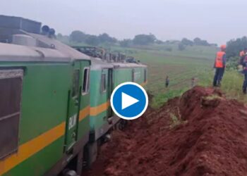 Video : मालगाडीचं इंजिन घुसले थेट शेतात ; मोठा अनर्थ टळला