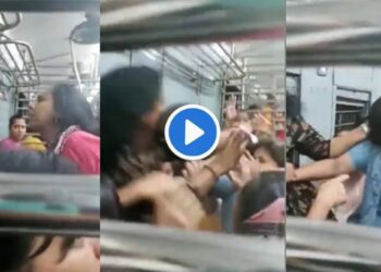 मुंबई लोकलमध्ये महिलांची तुफान मारामारी ; VIDEO व्हायरल