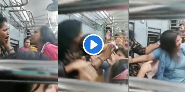 मुंबई लोकलमध्ये महिलांची तुफान मारामारी ; VIDEO व्हायरल