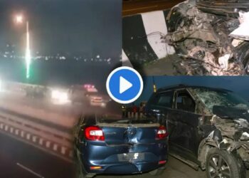 रुग्णवाहिकेला तीन कारची धडक, 5 ठार ; अपघाताचा थरारक CCTV कॅमेऱ्यात कैद