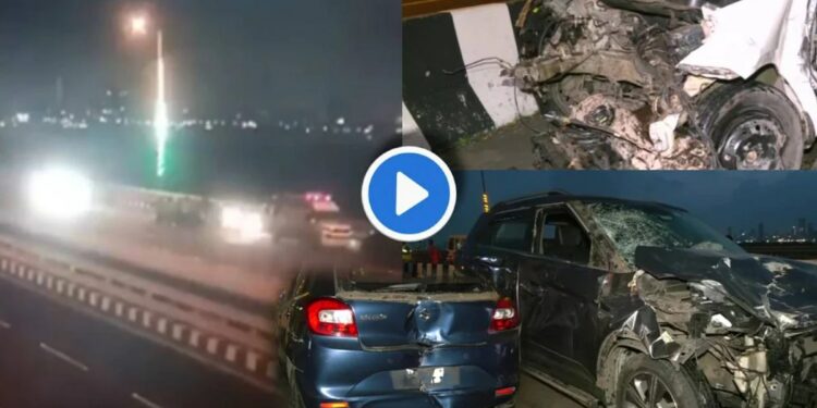 रुग्णवाहिकेला तीन कारची धडक, 5 ठार ; अपघाताचा थरारक CCTV कॅमेऱ्यात कैद