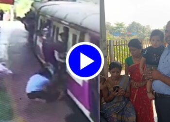 लोकलमध्ये चढताना चिमुकल्यासह मातेचा गेला तोल, पण जळगावकर RPF मुळे अनर्थ टळला; पहा थरारक VIDEO