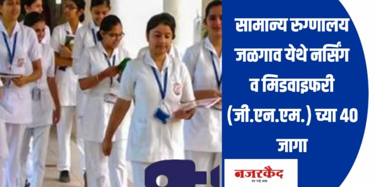 सामान्य रुग्णालय जळगाव येथे नर्सिंग व मिडवाइफरी (जी.एन.एम.) च्या ४० जागा ; शैक्षणिक पात्रता व आवश्यक कागदपत्र जाणून घ्या….