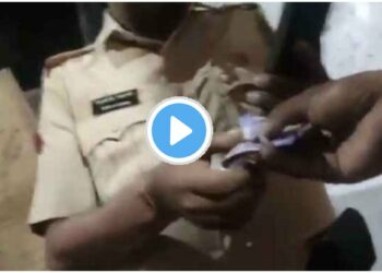 रिक्षाचालकाकडून 200 रुपयांची लाच घेताना पोलीस अधिकारी कॅमेऱ्यात ‘कैद’ ; Video झाला व्हायरल