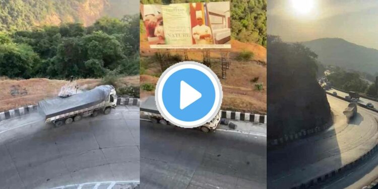 मुंबई-पुणे द्रुतगती मार्गावर ब्रेक फेल झालेल्या ट्रकचा थरार, पाहा Video