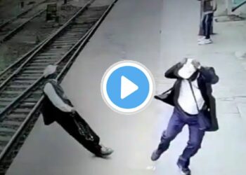 रेल्वे प्लॅटफॉर्मवर दोन TC बोलत होते, पण तेवढ्यात.. थरारक व्हिडीओ व्हायरल