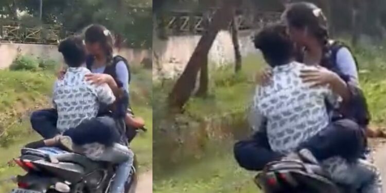 धावत्या दुचाकीवर प्रेयसी प्रियकराला मारली मिठी, अन्… Video व्हायरल