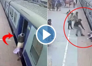धावत्या ट्रेनमध्ये चढताना वृद्धाचा तोल गेला अन्.. धक्कादायक व्हिडिओ समोर