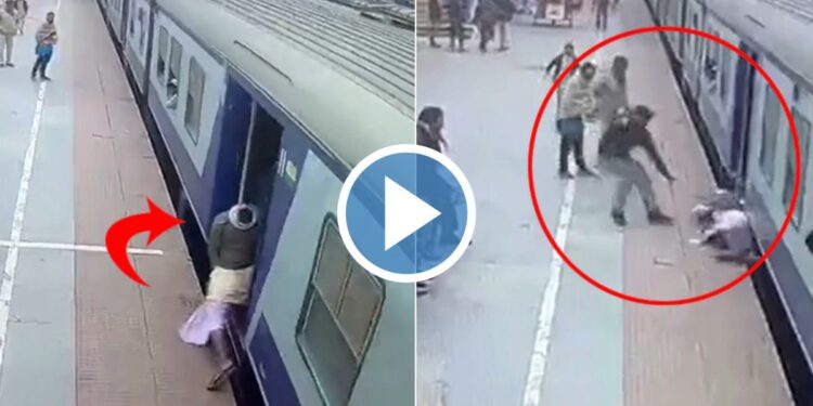 धावत्या ट्रेनमध्ये चढताना वृद्धाचा तोल गेला अन्.. धक्कादायक व्हिडिओ समोर