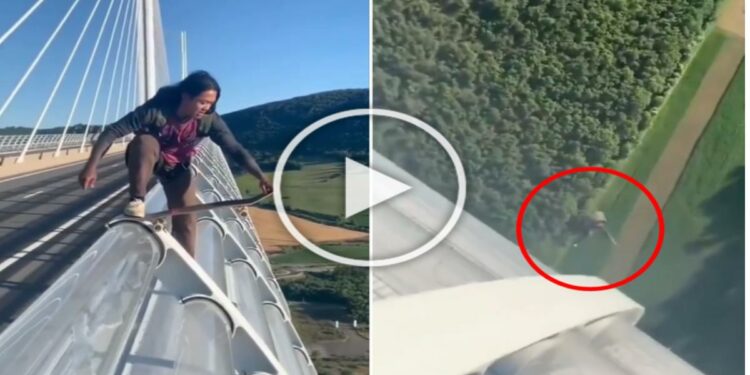 खतरनाक..! हजारो फुट उंचावरून तरुणीनं मारली उडी, थरारक स्टंट पाहून व्हाल शॉक