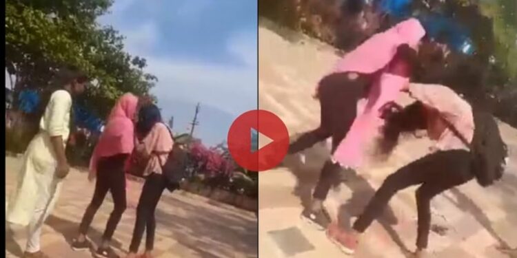 एका बॉयफ्रेंडसाठी दोन तरुणींची तुफान हाणामारी ; VIDEO झाला व्हायरल