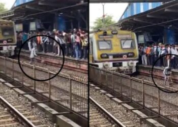 कुत्र्याला वाचवण्यासाठी तरुणाने रुळावर उडी मारली, तितक्यात अचानक आली ट्रेन, मग… पहा VIDEO