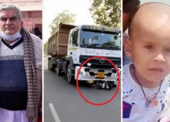 डंपरने स्कूटीस्वार आजोबाला चिरडून चिमुकल्या नातवाला २ किमीपर्यंत फरफटत नेले ; धक्कादायक VIDEO समोर