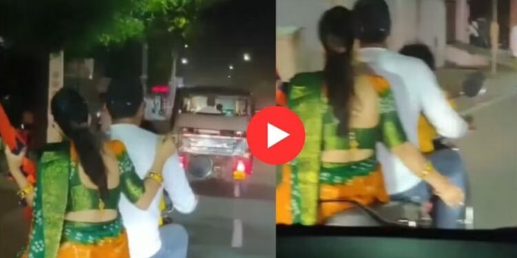 धावत्या दुचाकीवर चिमुकल्यासमोर बायकोचा असाही प्रताप ; VIDEO पाहून तुम्हीही संतापाल