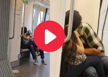 लाज सोडली! मेट्रोत कपलचा लिपलॉक किस करतानाचा VIDEO व्हायरल