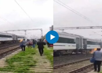 धावत्या वंदे भारत ट्रेनच्या एका डब्याला लागली आग ; घटनेचा थरार व्हिडीओ समोर