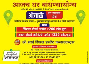 गुंतवणूक ; NA झालेले डबल रोड कॉर्नरचे प्लॉट ₹225 स्क्वे.फूट भावात, जळगाव जिल्ह्यातील गुंतवणूकदारांसाठी मोठी संधी