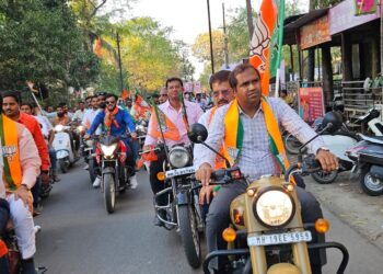 जळगावात अमित शाह यांच्या दौऱ्या निमित्त भाजपाची बाईक रॅली