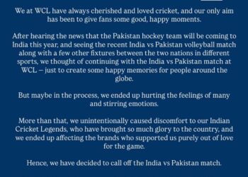 WCL India vs Pakistan Legends cancel