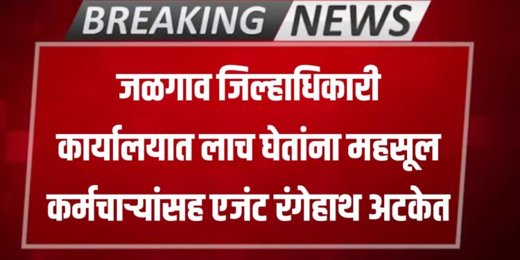 Revenue officer trap : जळगाव जिल्हाधिकारी कार्यालयात लाच घेतांना महसूल अधिकारी आणि एजंट रंगेहाथ अटकेत