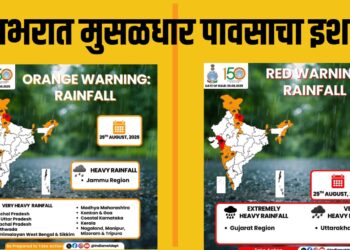 देशभरात मुसळधार पावसाचा इशारा