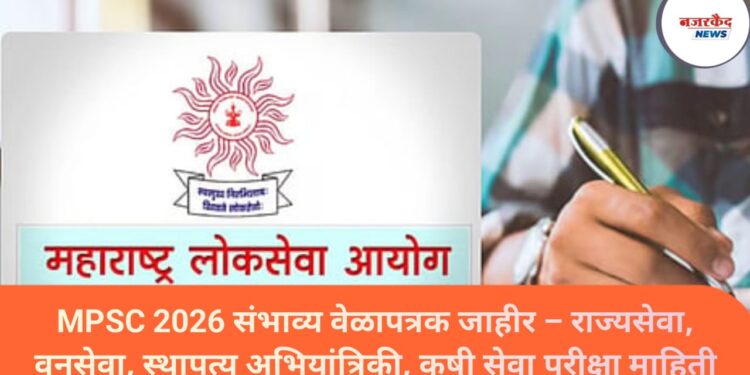 MPSC 2026 संभाव्य वेळापत्रक जाहीर – राज्यसेवा, वनसेवा, स्थापत्य अभियांत्रिकी, कृषी सेवा परीक्षा माहिती