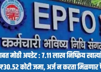 PF बाबत मोठी अपडेट : 7.11 लाख निष्क्रिय खात्यांमध्ये थेट ₹30.52 कोटी जमा, अर्ज न करता मिळणार पैसे!