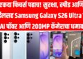 एकदा फिचर्स पहाच! सुरक्षा, स्पीड आणि स्टाईलसह Samsung Galaxy S26 Ultra लाँच – AI पॉवर आणि 200MP कॅमेराचा धमाका!