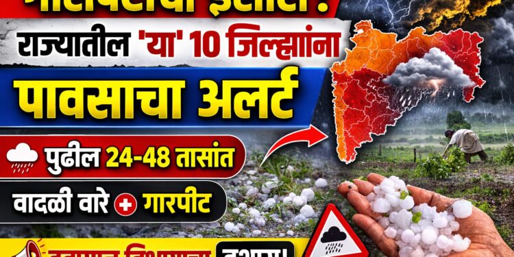 गारपिटीचा इशारा! राज्यातील 'या' 10 जिल्ह्यांना पावसाचा अलर्ट