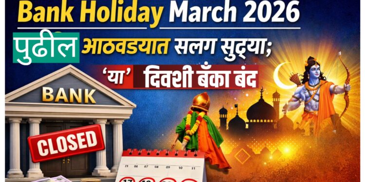 Bank Holiday March 2026 : पुढील आठवड्यात सलग सुट्ट्या; 'या' तारखांना बँका बंद 