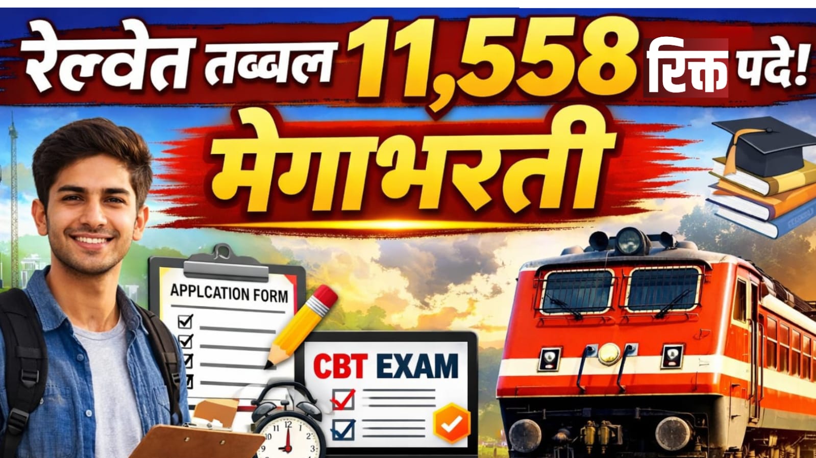 Railway Recruitment 2026 : रेल्वेत तब्बल ११,५५८ रिक्त पदांसाठी मेघाभरती,१२ पास लगेच करा अर्ज